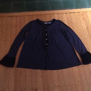 Navy Velvet Bell Sleeve Boden Top